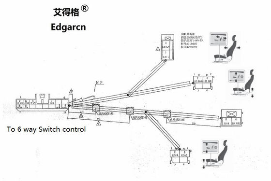 Power Seat Wiring Harness with J1939 Male To J1962 Female 6pin Deutsch Connector IP68 Waterproof for Heavy-Duty Vehicles